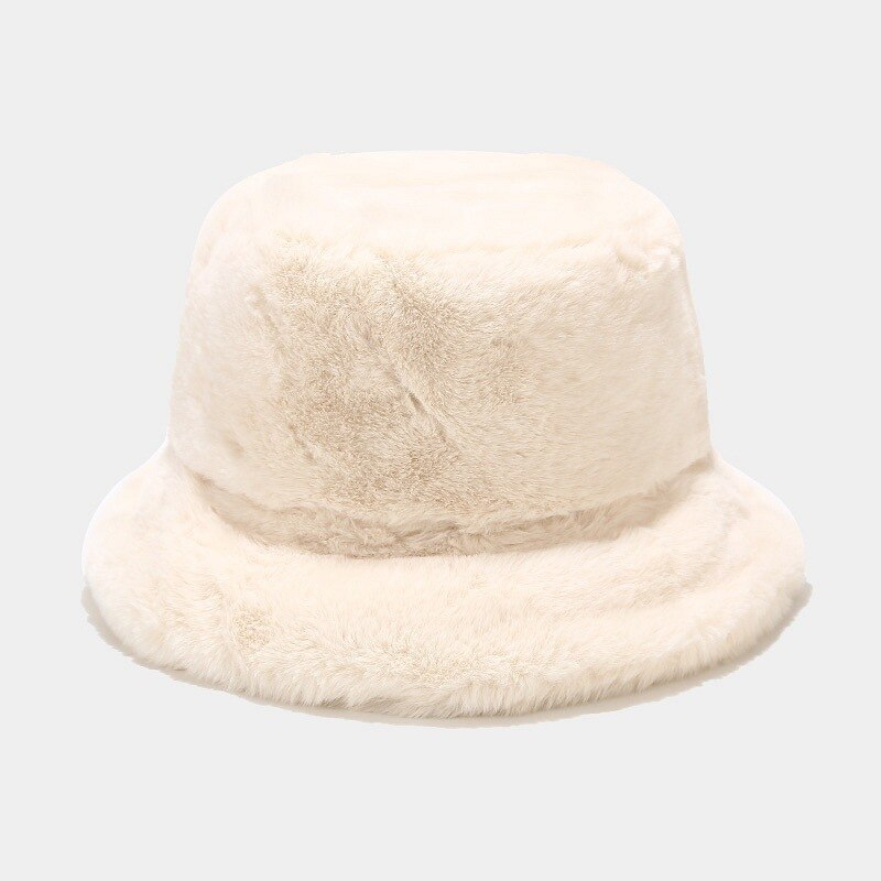 Kvinder spand hat faux pels fisker kasket blød varm cloche hatte vinter udendørs casual tilbehør: Beige