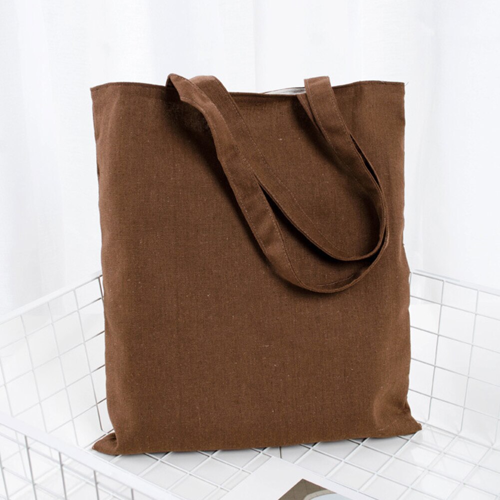 Sac fourre-tout en coton doux, réutilisable, lavable, polyvalent, naturel, universel, solide, , facile à utiliser, rangement pour les courses scolaires: Light Coffee