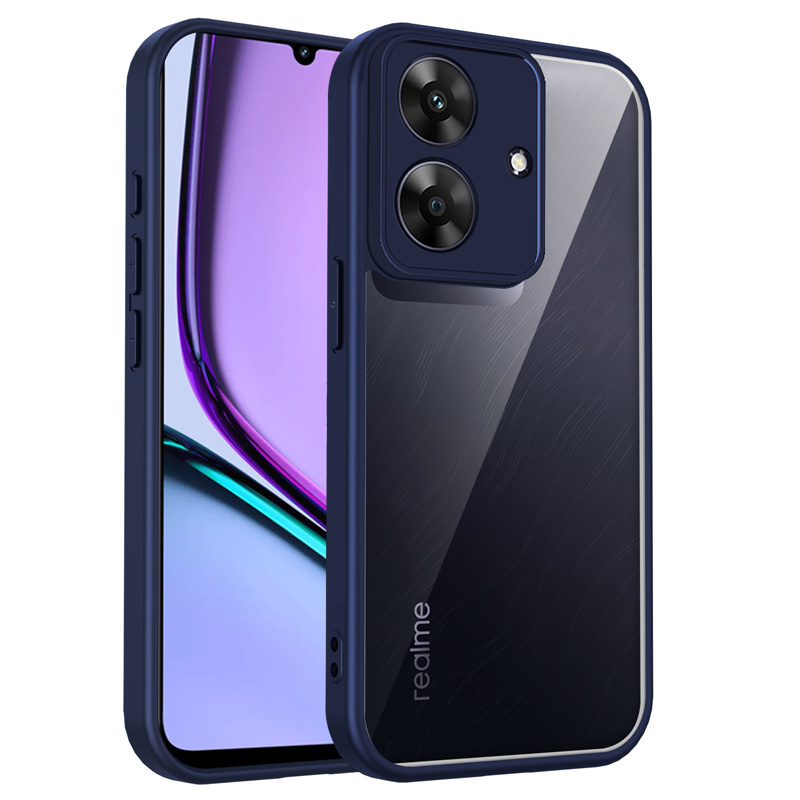Realme Note 60 4G RMX3933 Case Shockproof Silicone Bumper Clear Back Hard Cover Matte Phone Case for Realme Note 60 4G RMX3933: Blue