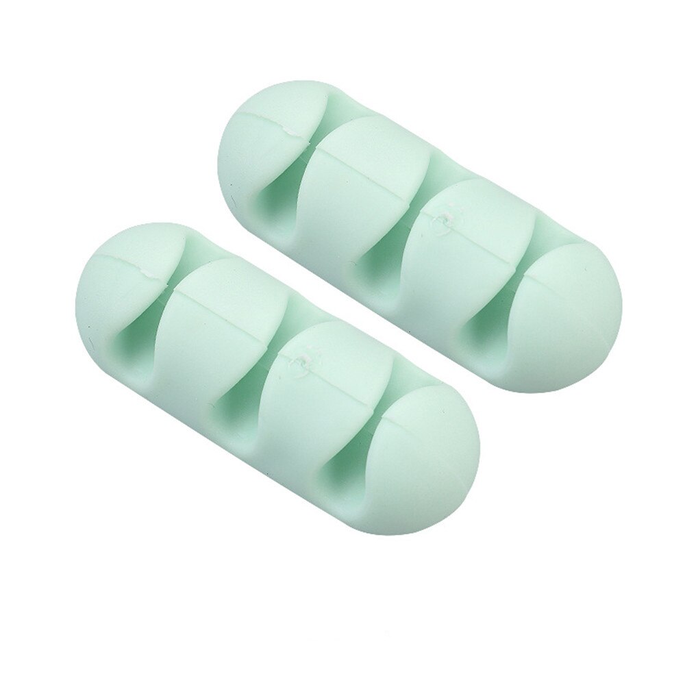 Enrouleur de câble adhésif en Silicone, 2 pièces, support de câble de couleur unie, organisateur de cordon enveloppé de fil de bureau, ensemble d'accessoires de bureau: 2pcs green