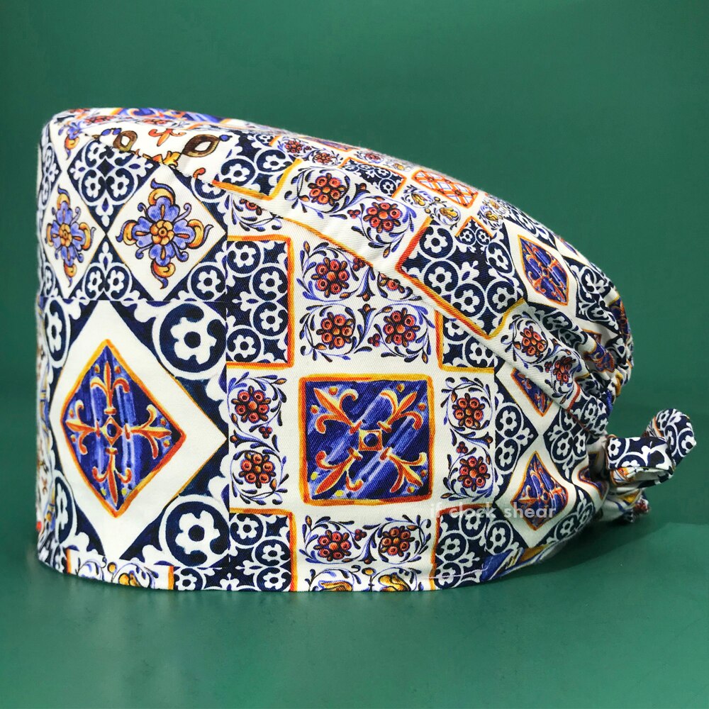 Ziekenhuis Scrubs Vrouwen Hoeden Pet Grooming Chirurgische Hoeden Tand Schoonheid Verpleging Hoed Multicolor Caps Met Zweet-Absorberende: 22181