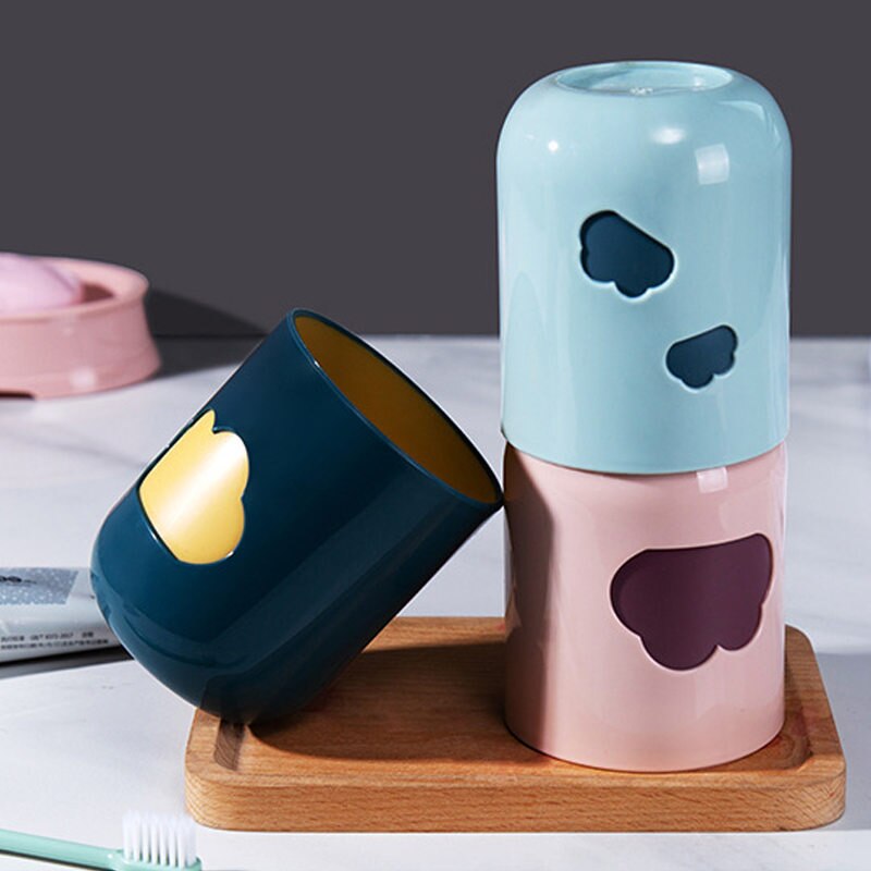 Vasos de baño para cepillos de dientes, taza de lavado portátil de viaje nórdico, buena imagen de nube, organizador de almacenamiento, U3