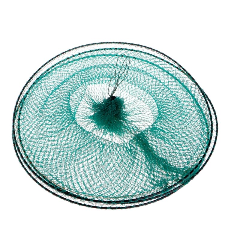 Folding Round Metal Frame Nylon Mesh Crab Crawdad Shrimp Minnow Bait Trap Cast Fish Net Fishing Landing Tackle accessory tool