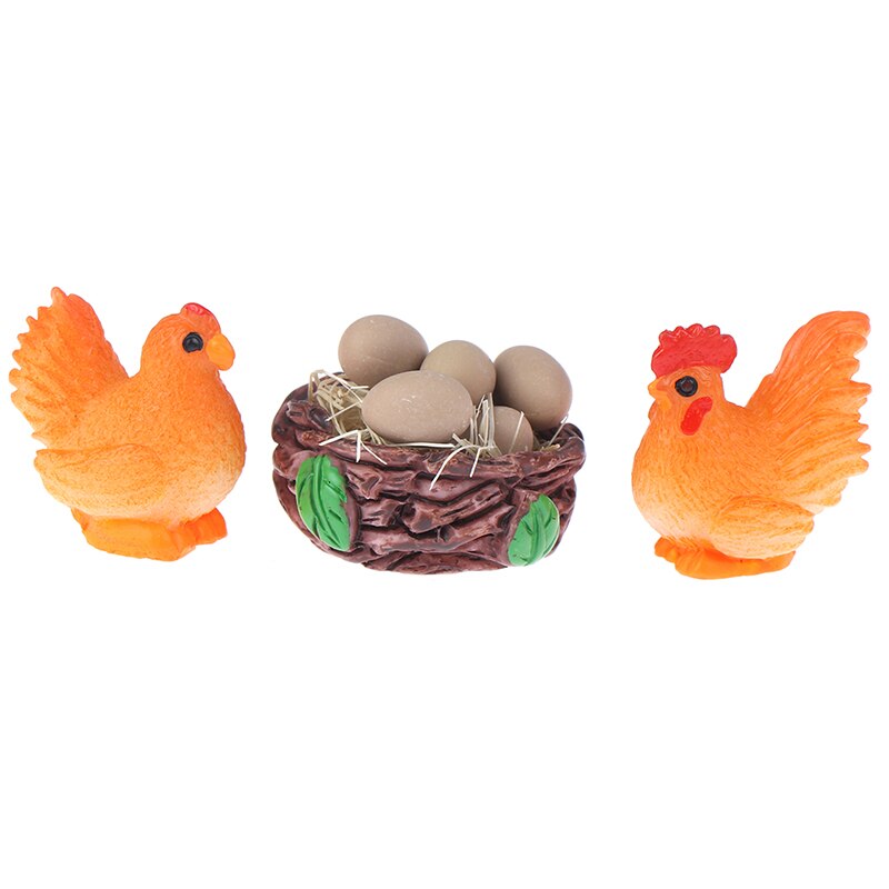 1: 12 gallo Gallina Uovo di Nido impostato Casa di Bambola di Pollo in Miniatura mini Casa di Bambola Decorazione Regalo Dei Bambini Giochi Di Imitazione Giocattolo