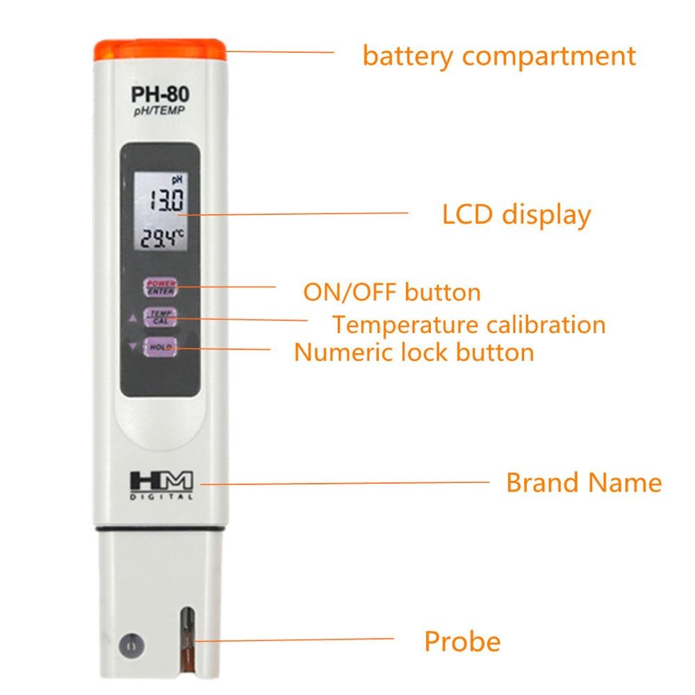 HM Digital PH-80 pH Meter Water Tester for Testing Applications Hydroponics Pool Aquariums Drinking water 40%off