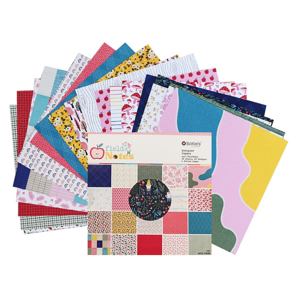 Crzcrafter 6"x6 Inch Scrapbooking Pattern Decorative Papers Origami Pad 40 Sheets Craft Paper Background Pack Acid Free