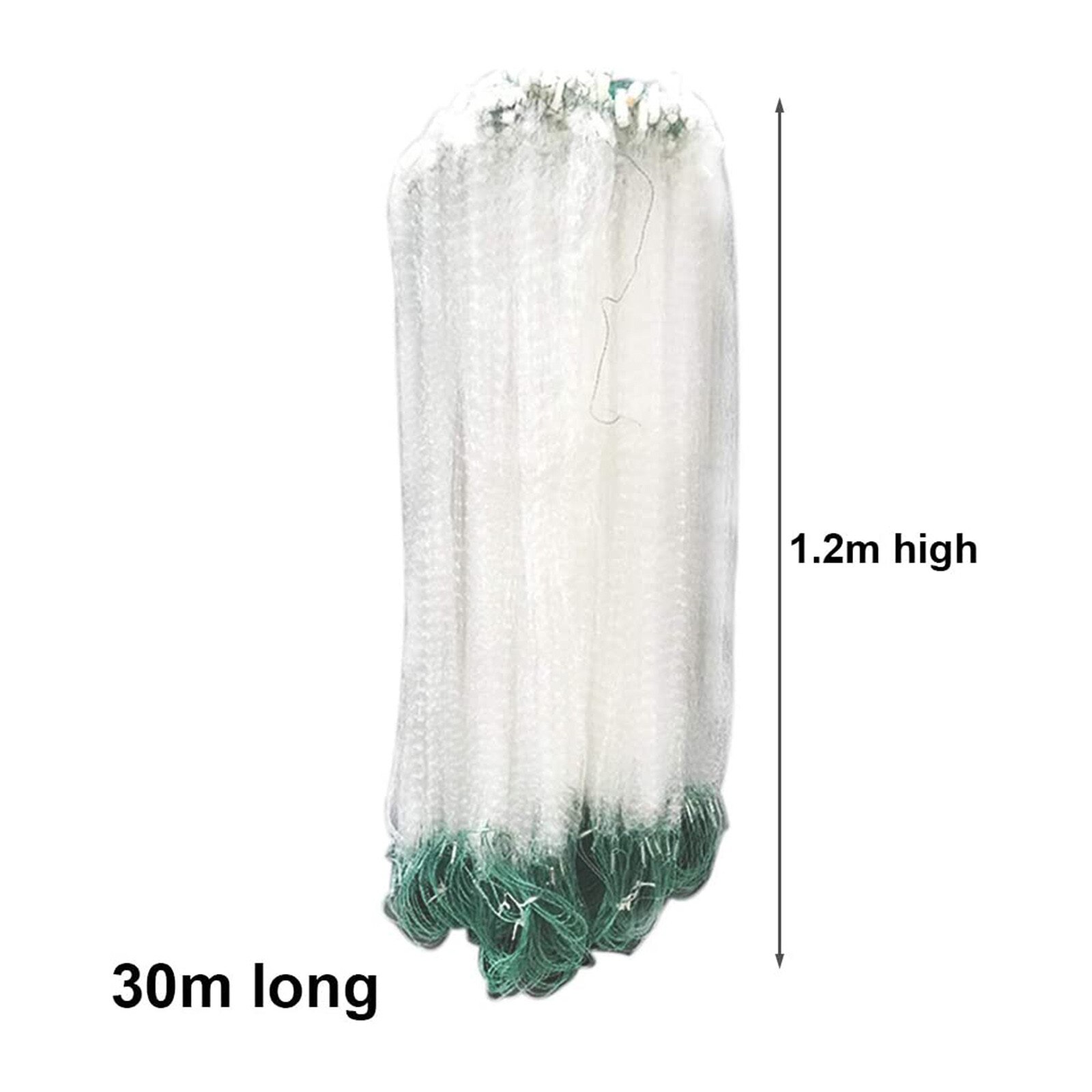 30 x 1.2M Three Layer Mesh Net Trap Fishing Net With Float Trammel Strong Nylon Fishing Gear Network Fishing Tackle Tools White