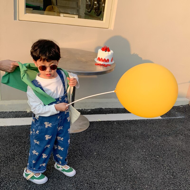 Monos de mezclilla con dibujos de perros para niños y niñas, pantalones informales holgados con tirantes, unisex, Primavera