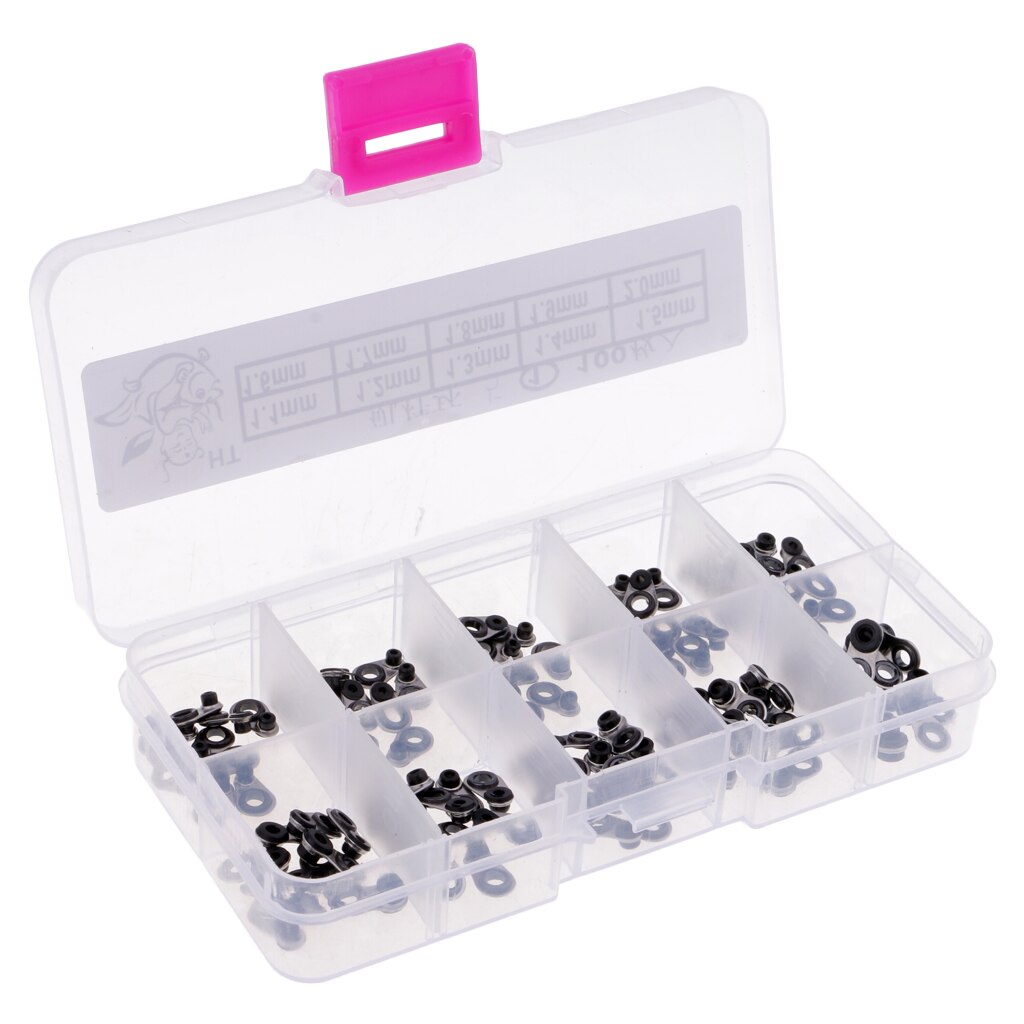 100pcs Black Fishing Rod Guides Tip Fishing Rod Eye Ring Rod Repair Kit Stainless Steel Frame: Model 3