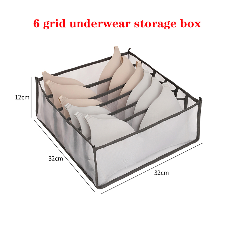 Sous-vêtements boîte de rangement Placard Organisateur Pliable Sous-Vêtements Organisateurs de Stockage de chaussettes Diviseurs Tiroir Organisateur Garde-Robe organisateur: Grey 6 Grid
