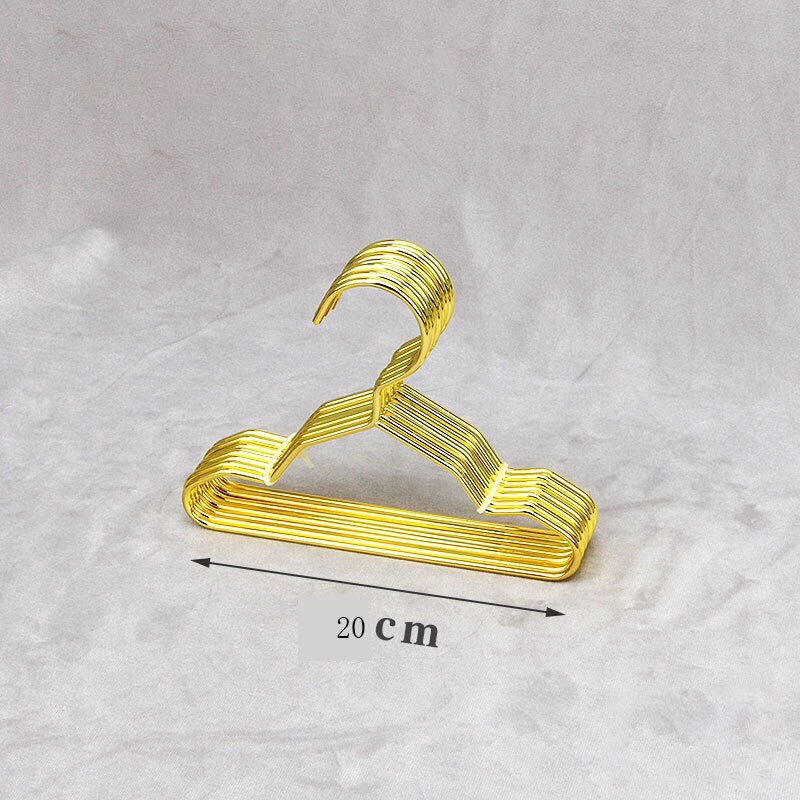 10 Pcs Sterke Metalen Draad Huisdier Hangers Kleine Kleerhangers Voor Hond Kat, gold Metal Kleding Shirts Hanger Met Groeven: 20cm- gold 10PCS