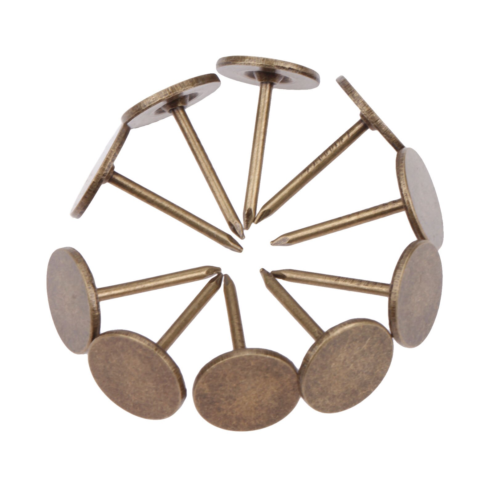 Chincheta de tachuelas para tapicería plana, accesorio de bronce antiguo con clavos para joyería, caja de madera, muebles, puerta, sofá, 11x17mm, 100 Uds.