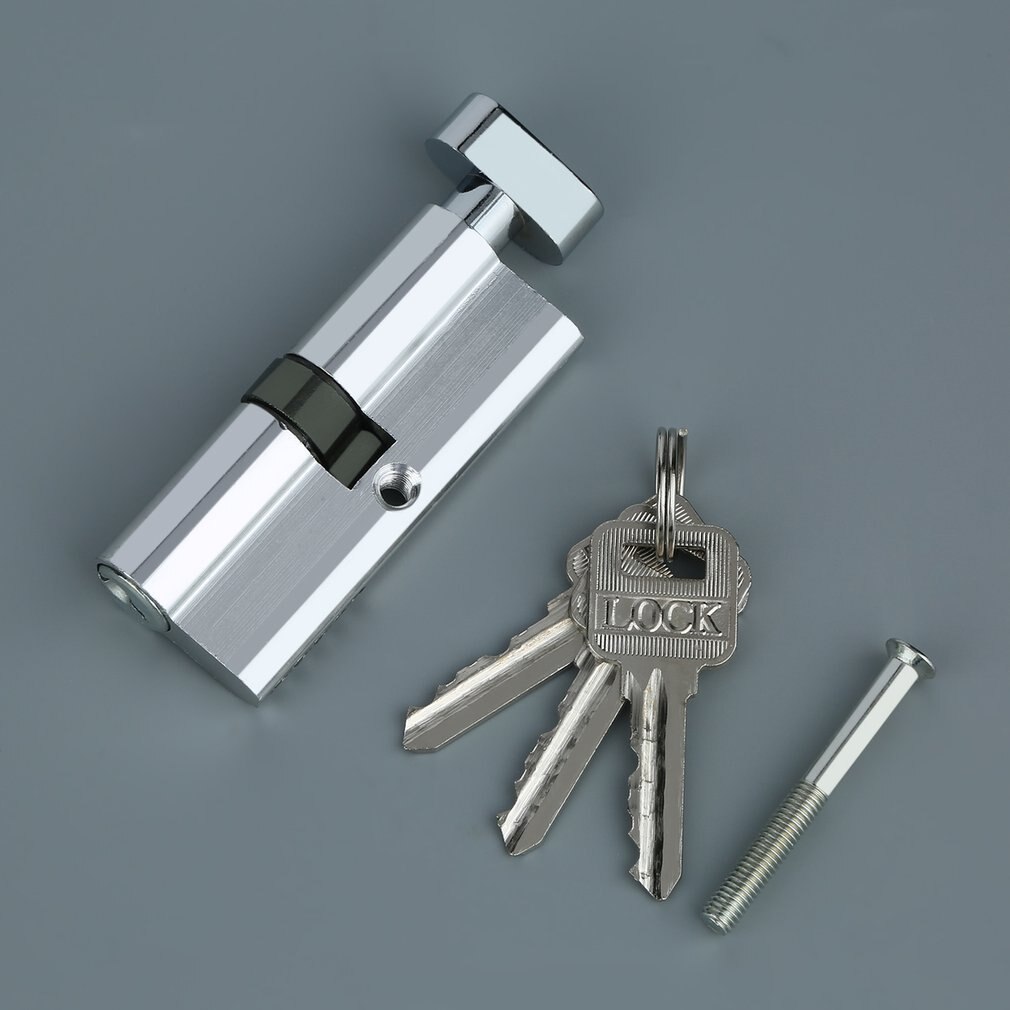 70mm Aluminum Door Cylinder Lock Home Security Anti-Snap Anti-Drill Door Lock with 3 Keys Silver Tone Set Tools
