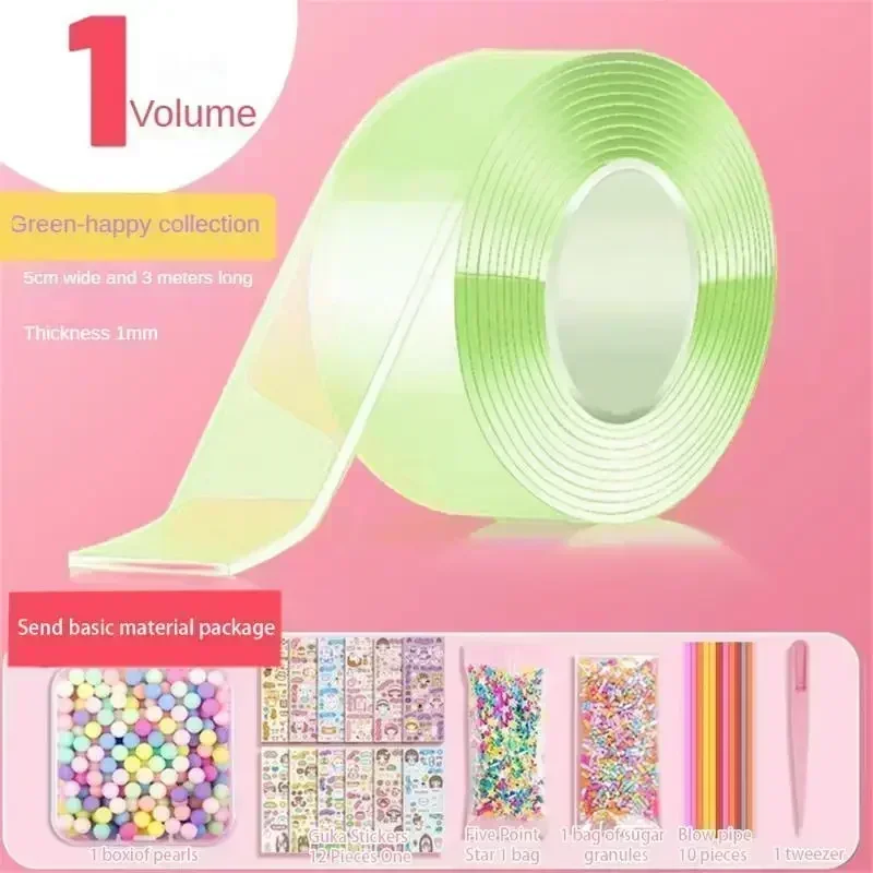 Huisdier Nano Tape Dubbelzijdig Tape Kneden Muziek Bellen Blazen Stress Reliëf Speelgoed Zelfklevende Kit Hardware Huisdecoratie: Champagne
