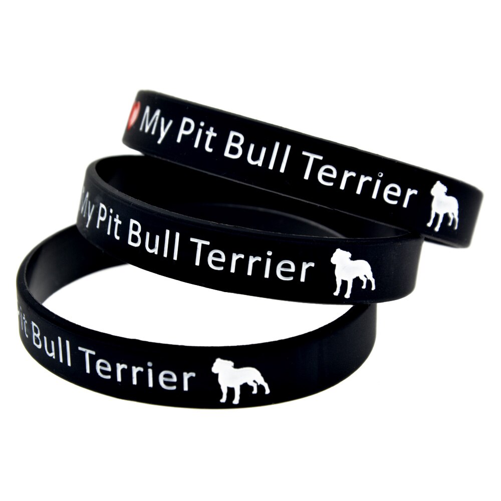 OBH – Bracelet en caoutchouc de Silicone noir, 1 pièce, I Love My Pit Bull Terrier