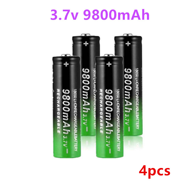 Originalt 18650 batteri 3.7v 9800 mah 18650 li- ion batteri oppladbart batteri til lommelykt: Svart