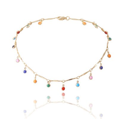 AOMU Autumn Winter Colorful Circle Geometric Splicing Choker Simple Clavicle Necklace for Women Student Jewelry: 1