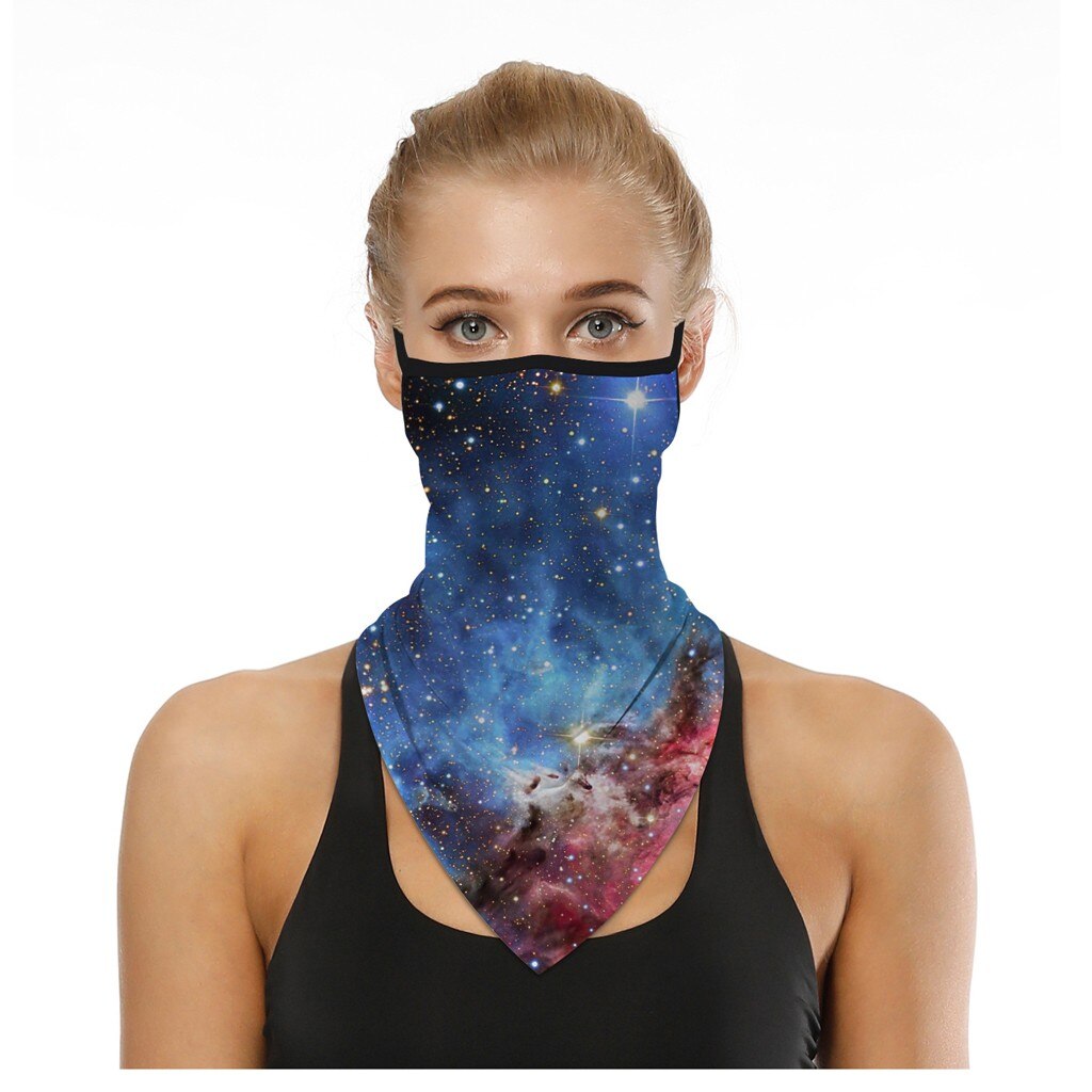 Summer Outdoor Sunscreen Mask Lady Chiffon Breathable Mask Cycling Driving Ultraviolet-proof Thin Floral Print Square Silk Scarf: Blue