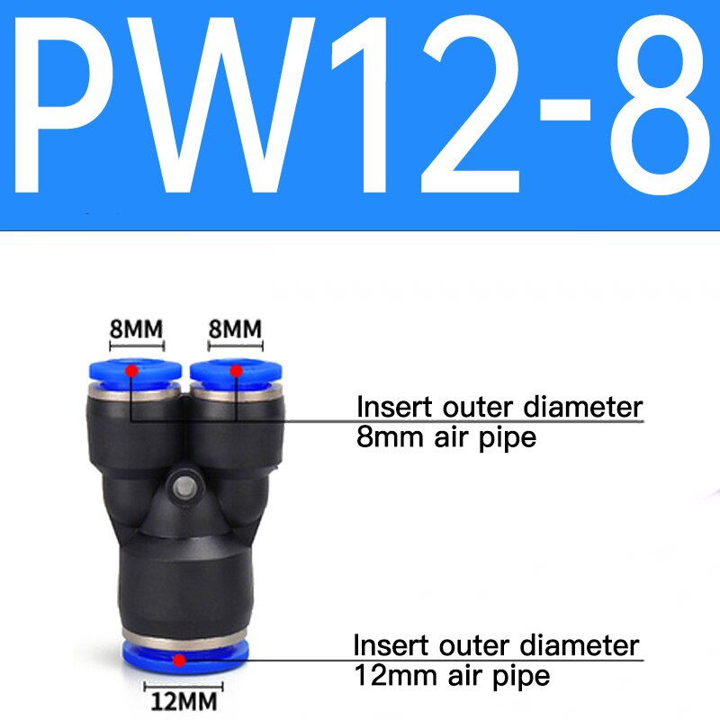 Connecteur de raccord pneumatique, tube de type Y, 3 voies, joint à pression rapide, PY-6 PY-4 PY-8 PY-10 PY-12, 1 pièce: Foncé Vert