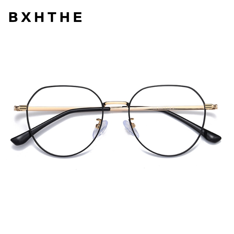 Pink Women Alloy Eyeglasses Women Prescription Optical Glasses Frame Round Myopia Spectacles Computer Eyewear