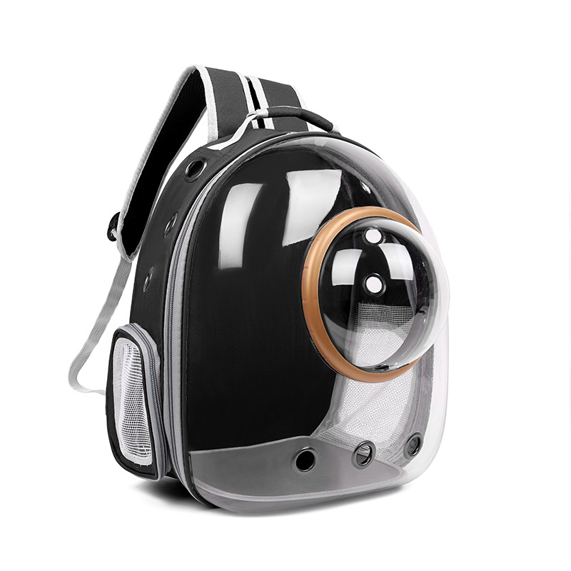 Astronaut Window Bubble Carrying Travel Bag Breathable Space Capsule Transparent Pet Carrier Bags Dog Cat Backpack: black