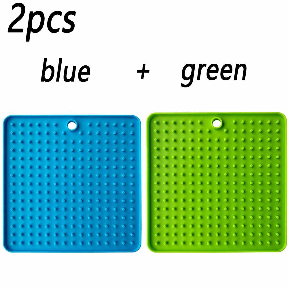 2 pièces Lickimat Bol pour Chiens Pet Gamelle Pour Ingestion Lente L'anxiété Chien Alimentaire Conteneur Silicone Lécher Tapis Pour chats Produits D'alimentation pour Accessoires: 2 square blue green
