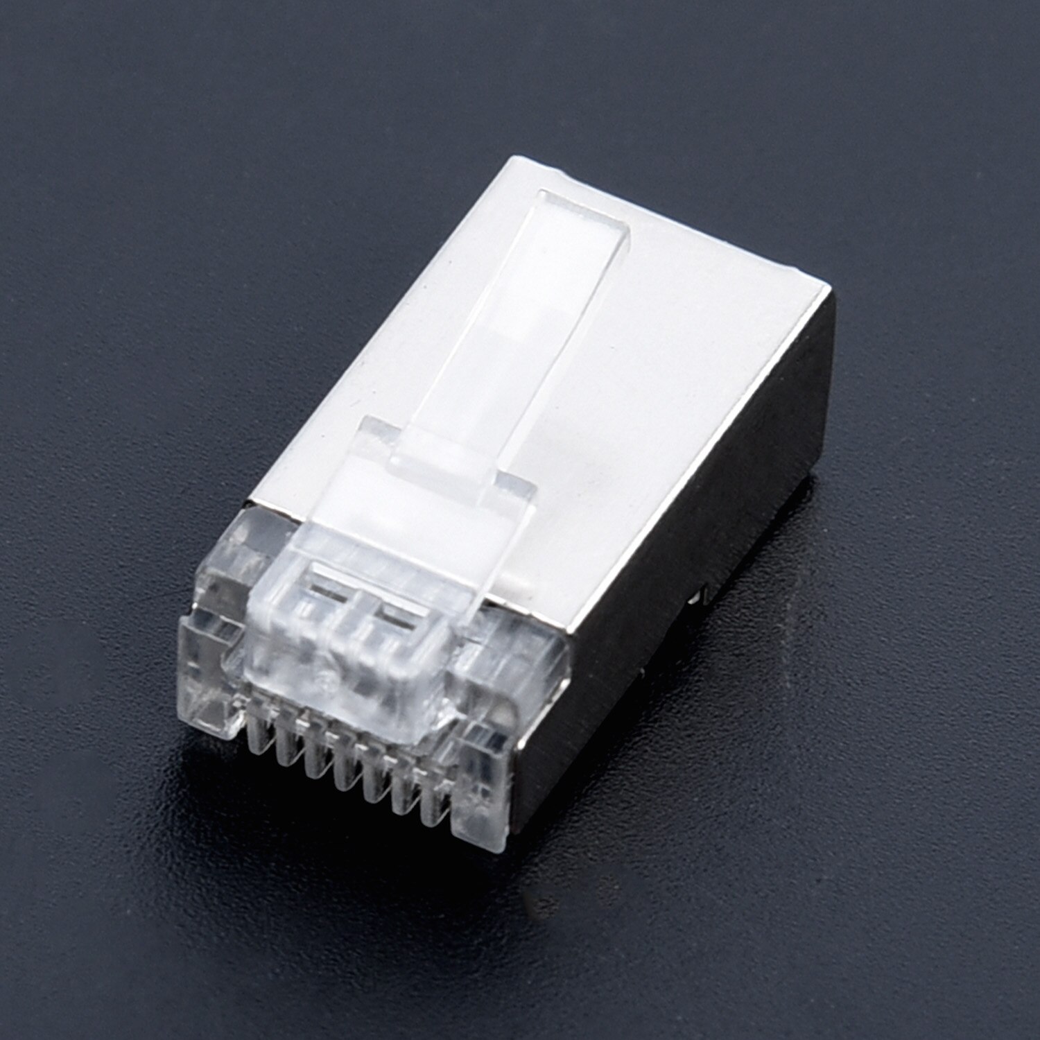 50pcs RJ45 shielded connector cat5e Cat6 3U Hole network rj45 Connector Plugs RJ45 ethernet cable 23AWG Crystal Head 8 Line Slot