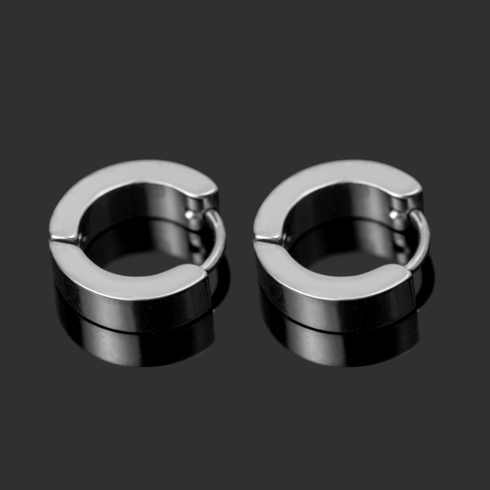 Pendientes Punk negros de acero inoxidable para hombres y mujeres, pendientes con remaches de punta, aro Huggie gótico negro, joyería, , accesorios: PLATEADO