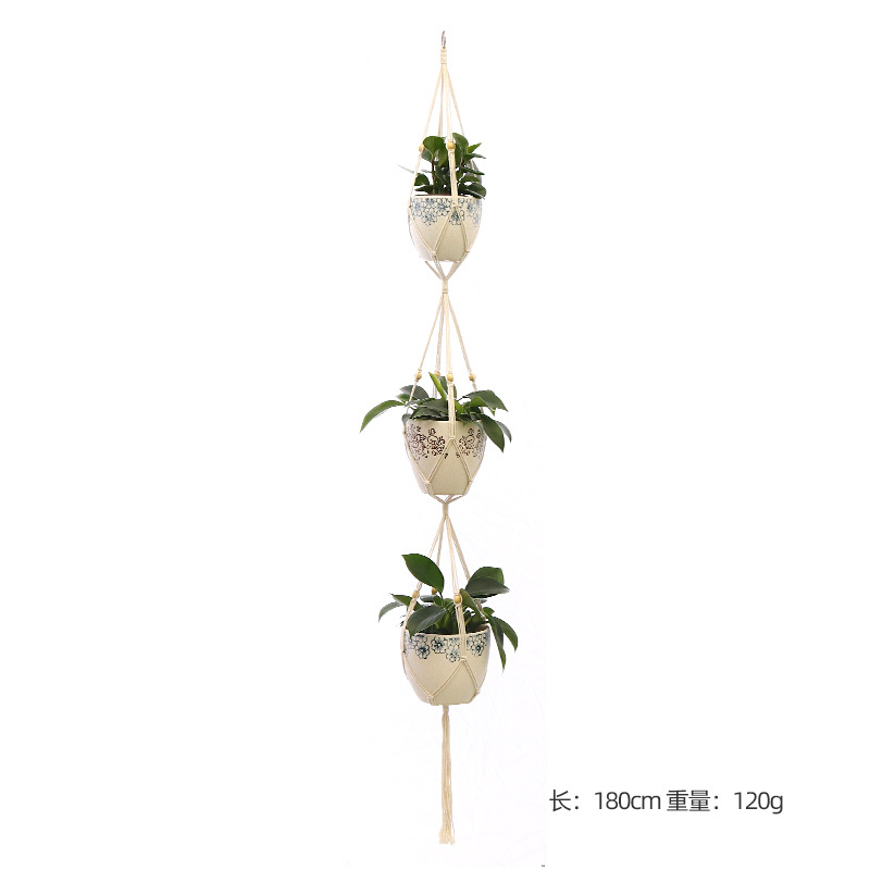 Hangende plant handgemaakte macrame plantenhanger bloempot plantenbak hanger muur decor binnenplaats tuin hangende plantenbak hangende mand