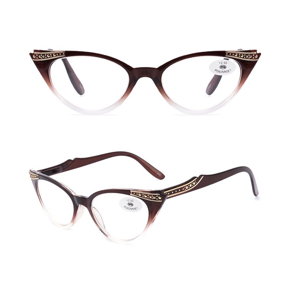 Ladies Reading Glasses Cat Eye Frame Elegance Women Presbyopic Eyeglasses +1.0 1.5 2.0 2.5 3.0 3.5 for Female Readers