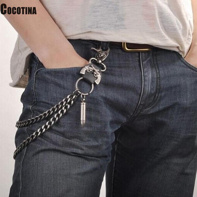 Chaîne de taille 2 lignes Punk Jean réglable Hip-hop métal hommes crâne accessoires chaîne tête métal pantalon chaîne Gadgets pour hommes