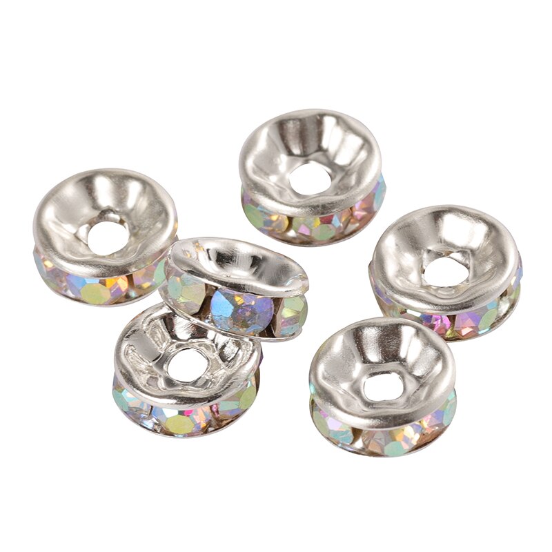 350pcs/set 8mm Rhinestone Spacer Beads for DIY Jewelry Making Beading Bracelet Necklace Findings Mixed Color Beads Accessories