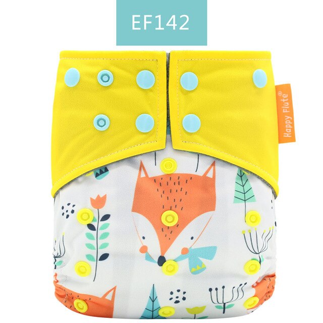 Happy Flute Organic Bamboo Cotton Night Use AIO Cloth Diaper Heavy Wetter Over Night Baby Diapers Fit 3-15kg Baby Two start: Smt022-ef142