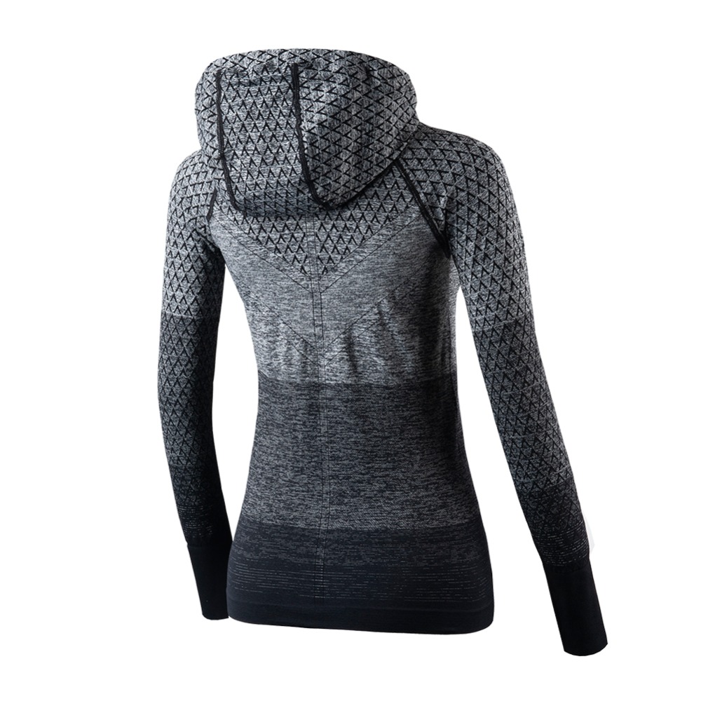 Gradiënt Zip Up Sport Jas vrouwen Dames Winter Yoga Running Actieve Outdoor Slim Fit Skimming Cut Elastische Soft Zip -Up Hoodie