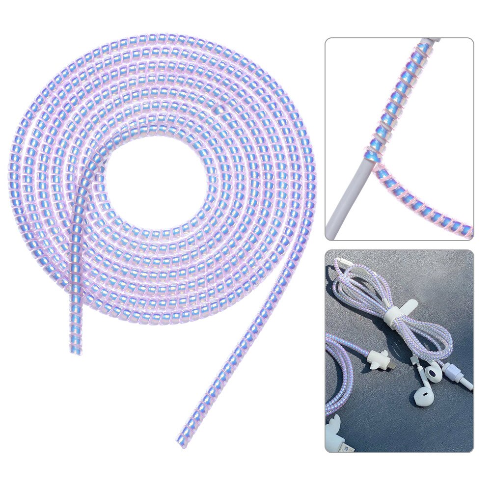 1.55m USB Data Charging Line Cable Protector Wrap Cable Organizer Spring Winder Protection Rope