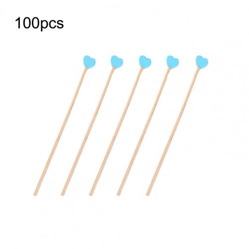 100Pcs Houten Drinken Roeren Stok Ronde Kraal/Hart Vorm Jam Milks Thee Drinken Honing Sticks Wegwerp Cocktail Mengen voor Bar: Blauw