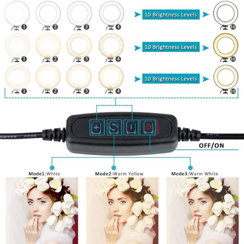 7.9 inch Telefoon Video LED Ring Licht met Statief Houder Dimbare Fill-in Beauty Selfie Lamp Fotografie Studio Knippert gereedschap