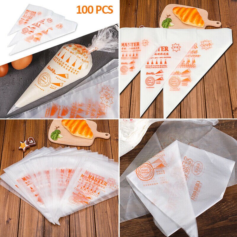 100 Thick Plastic Disposable Pastry Bag Icing Piping Cake Cupcake Decorating Bag