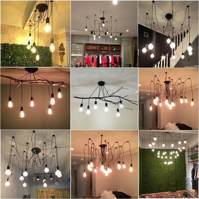 KARWEN-lampe suspendue industrielle en forme d'araignée, Edison, E27, nordique, longueur 120/150/200cm