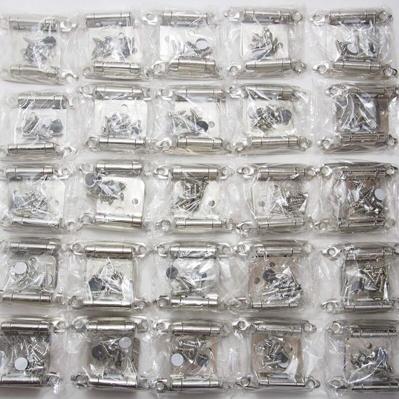 -Lot Of 25 Pcs Self Closing Overlay Flush Cabinet Hinge - Satin Nickel Self closing, semi-concealed, variable overlay hinge
