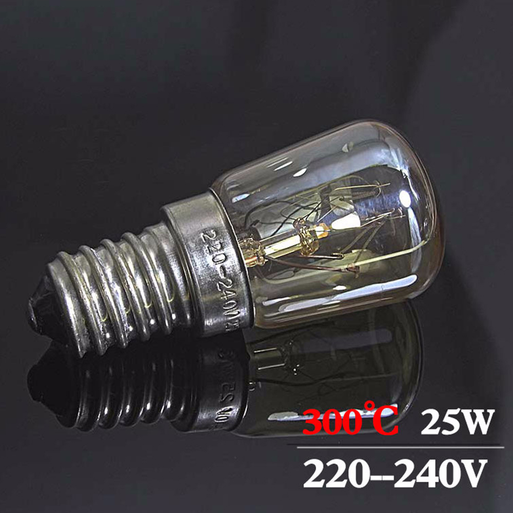 Bombilla para horno de 25W, 220-240V, bombilla de alta temperatura E14, horno de 300 grados, tostadora, bombilla de vapor, lámpara de sujeción para cocina