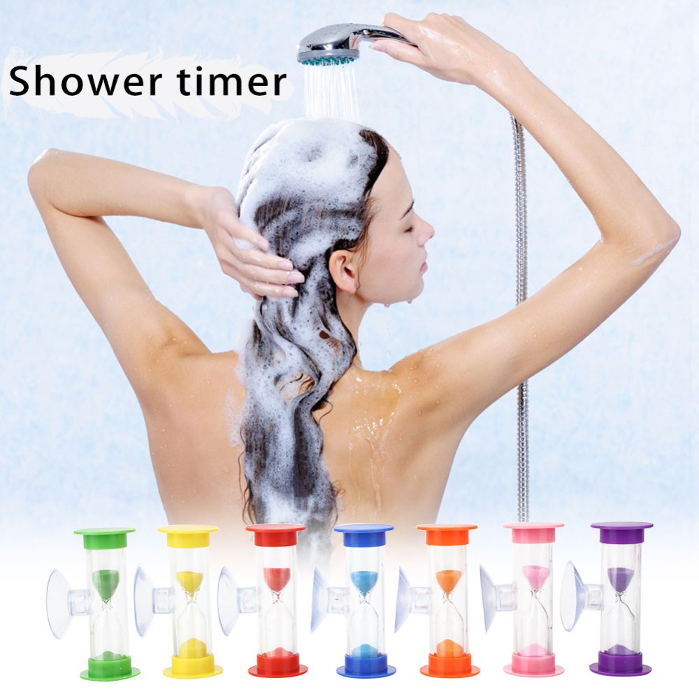 SOLEDI ABS le plus Mini 3 Minutes sablier douche minuterie coloré jouet sablier horloge de sable pratique avec succion Dorpshipping