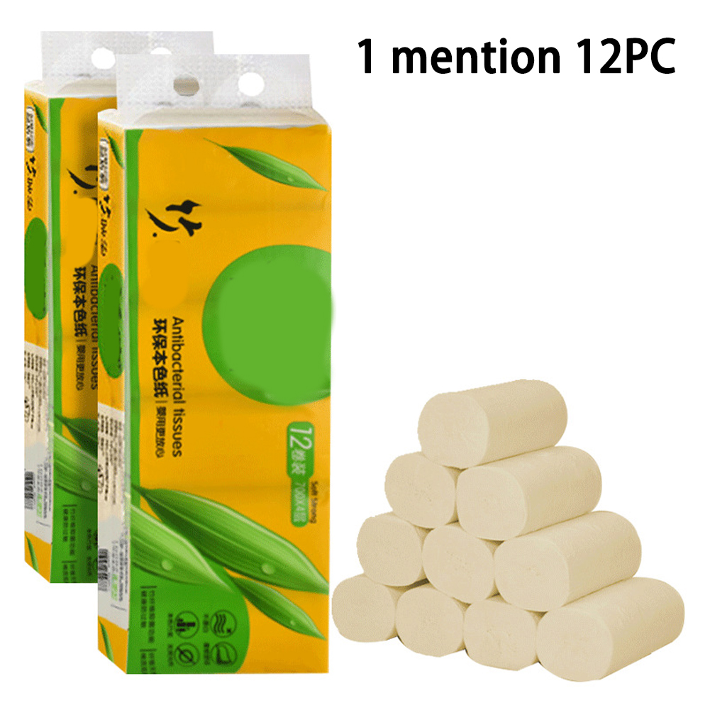 12 Rolls Toliet Paper 4-Layer Thicken Coreless Wood Pulp Paper Towel Household Toilet Paper Bathroom Kitchen Tissue: 1