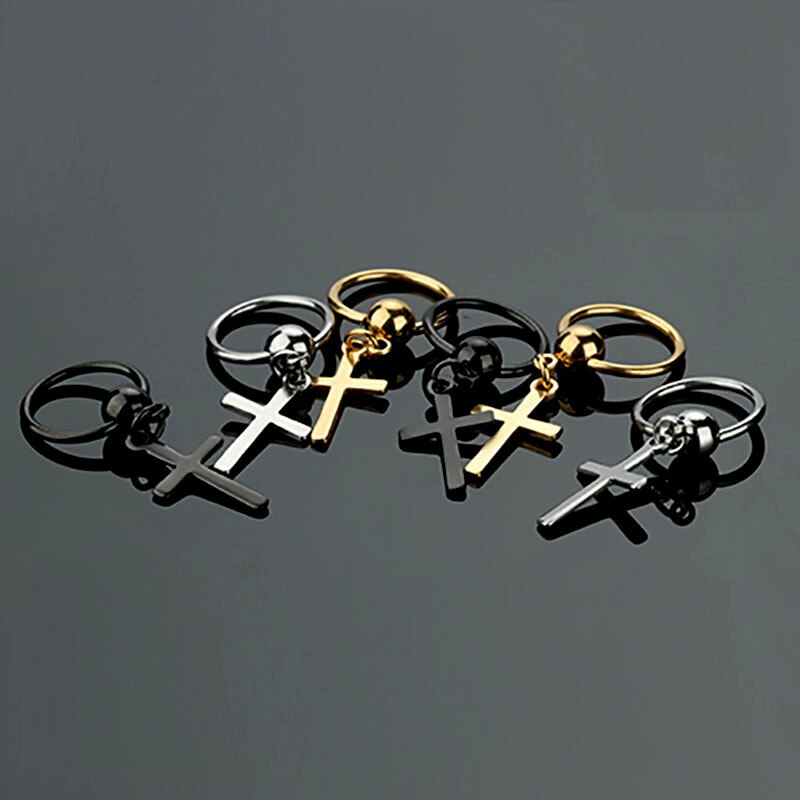 1 Pairs Hip-Hop Cross Earrings Stainless Steel Dangle Earring for Men Boy Punk Male Jewelry