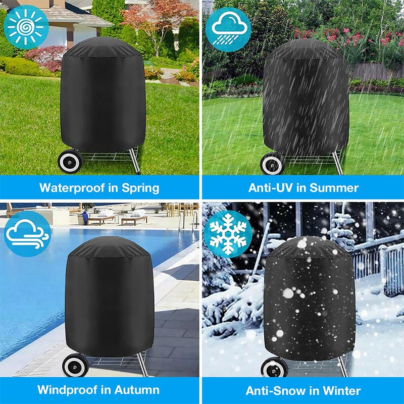 210D Outdoor Round Barbecue Cover Weber Heavy Duty Grill Cover Fire Pit Stove Waterproof Cover Gas Charcoal Electric BBQ Cover
