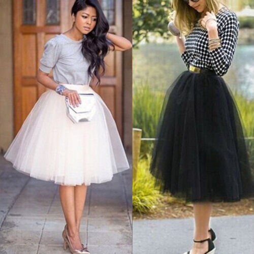 Elegante Frauen Multi-Schichten Tüll Rock Midi Ballkleid Rock Prinzessin Ballett Mesh Hohe Taille Rock Tutu Dance Prom
