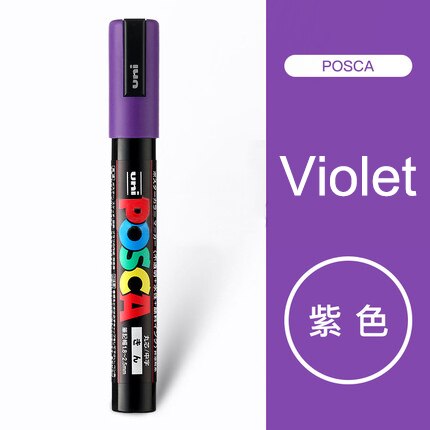 Uni Posca PC-5M Paint Marker Pens Medium Tip 1.8mm-2.5mm 17 Colors for School Office Art Marker Japanese Art Supplies 1Pcs: Purple 1Pcs