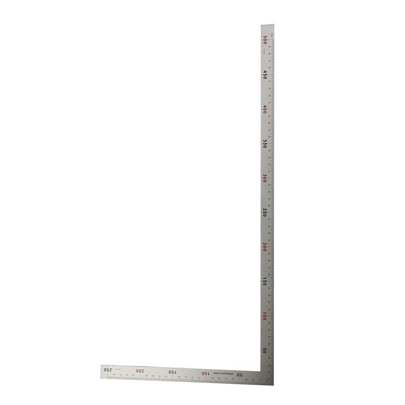 Stainless Steel L Shape Ruler Double Sided Ruler Measuring Tool Metal Straight 90 Degree Angle Ruler for Office School Supplies: 2mm thick 25x50cm
