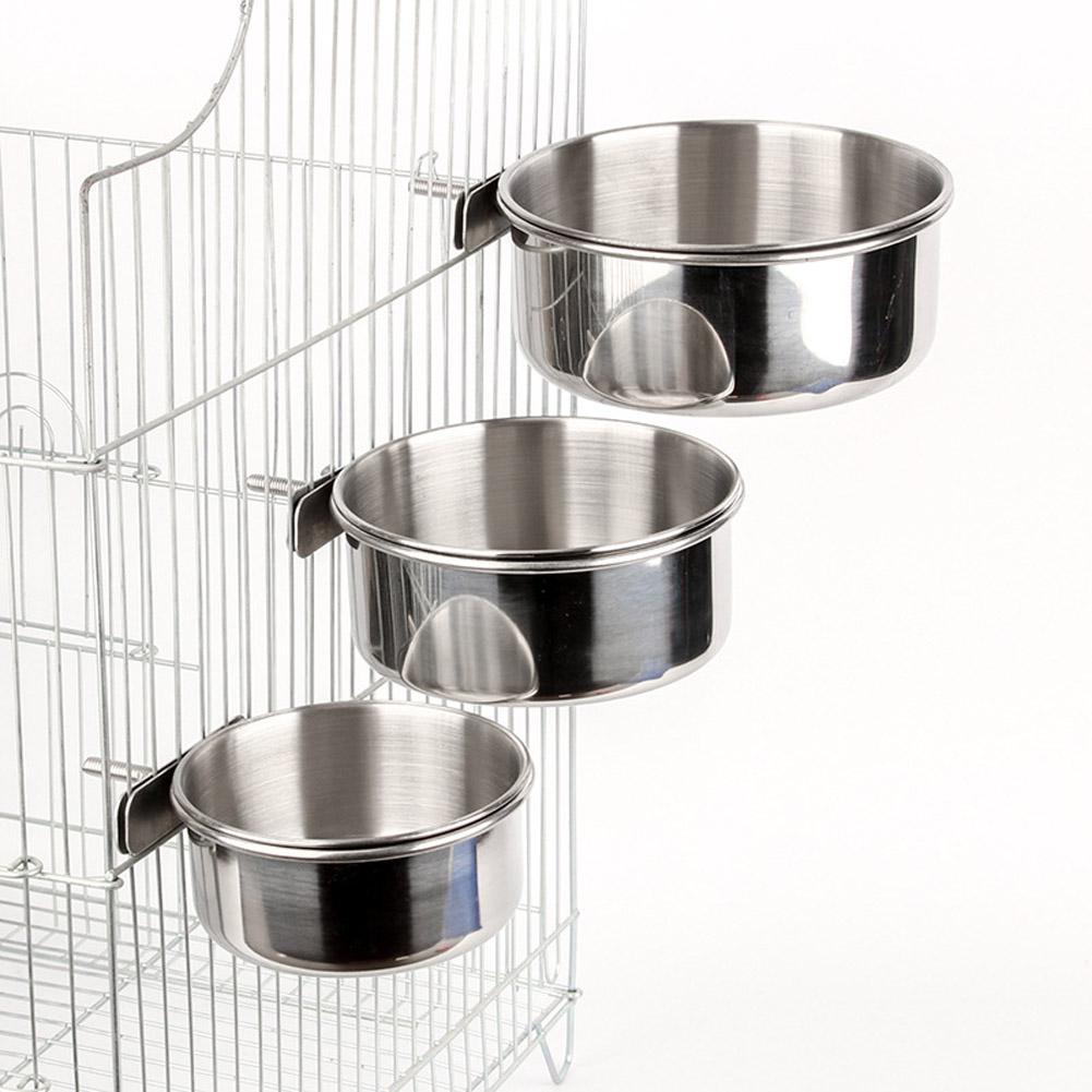 Bird Cage Accessories Cockatiel Parakeet Feeding Food Bowls Cups Pets Birds Parrot Stainless Steel Feeders