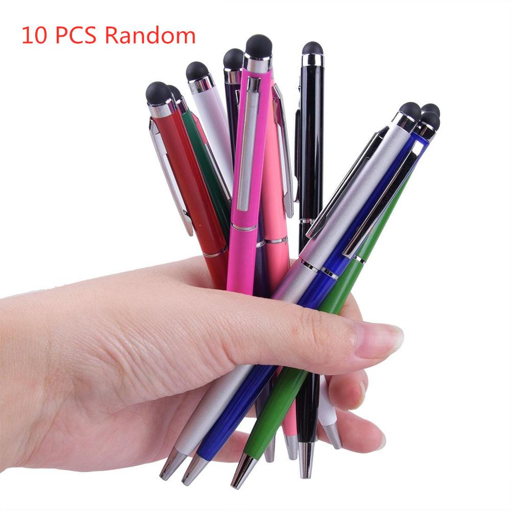12 couleurs 1 pièces 5 pc/10 pièces 2 en 1 stylo à bille écran tactile stylet utile 2 en 1 tablette stylo pour Pad téléphone intelligent: 10pc Random mixcolor